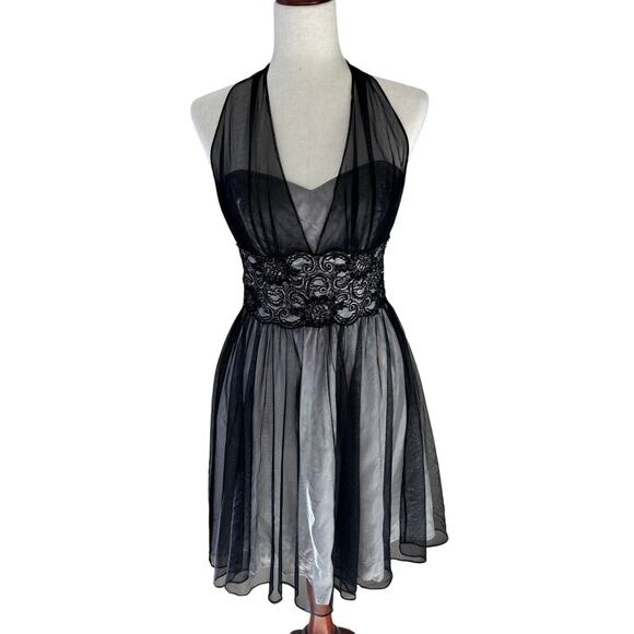 Vintage 90's Y2K Zum Zum Niki Livas Formal Dress Lace Sheer Whimsygoth Size 7 - Picture 1 of 10